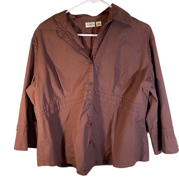 Cato Brown Button Up Blouse Size 14/16 - Picture 1 of 6